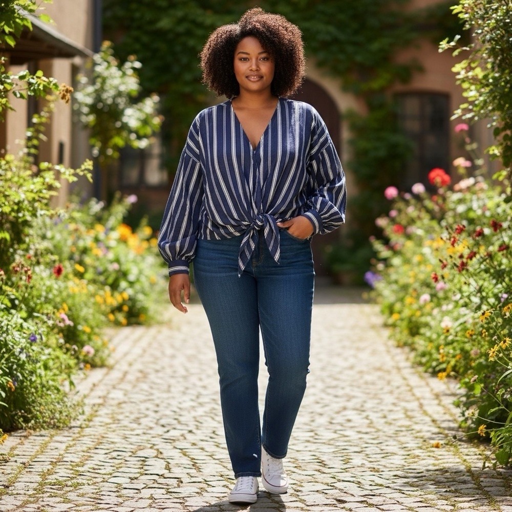Blue Stripe Women's Cross Shirt GAP - Picture 1 of 4